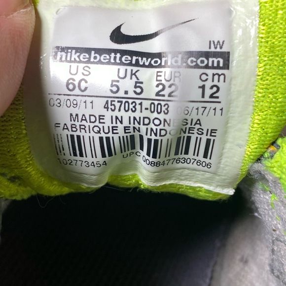 Nike Toddler Baby Fusion ST 2 Sneaker Shoes Black Neon Hook & Loop Low Top Sz 6C - Picture 11 of 11